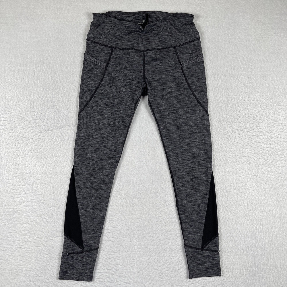 Athleta Leggings Womens Medium Gray Black Heather Reflective Relay Tight Gym Run